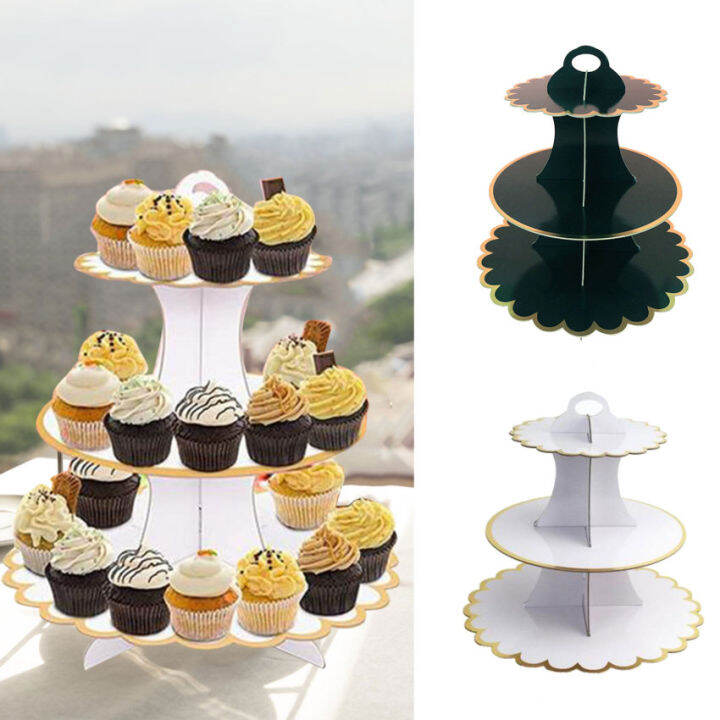 Cardboard Cupcake Stand White Cake Display Tower Round Cake Display Stand 3 Tier Cardboard Cake 4138