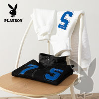 PLAYBOY เสื้อยืดคอปก pullover ผู้ชายซิปเสื้อสเวตเตอร์สีขาวสเวตเตอร์สีดำเสื้อกันหนาวตก