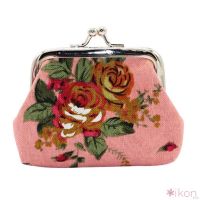 Women Rose Flower Print Coin Clutch Bags Travel Coin Purse