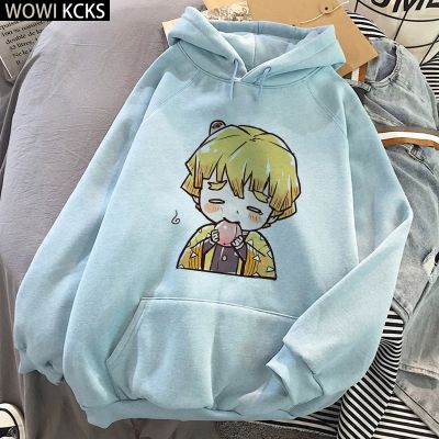 Hot Kawaii Clothes Demon Slayer Pullover Kimetsu No Yaiba Hoodie Sweatshirt Agatsuma Zenitsu Fall 2021 Hoodies Streetwear Women