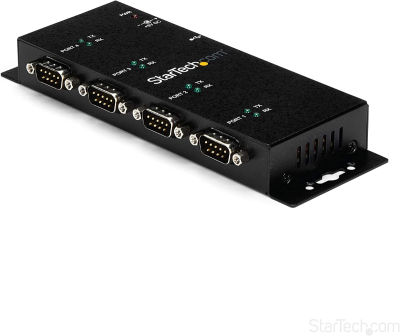 ‎StarTech StarTech.com 4 Port USB to Serial RS232 Adapter - Wall Mount - Din Rail - COM Port Retention - FTDI USB to DB9 RS232 Hub (ICUSB2324I) 4 Port Industrial Adapter