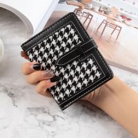 Small Wallet Women Short Simple Houndstooth Buckle Wallets Retro Fashion Foldable Coin Purse Female Card Bags кошелек женский Wallets