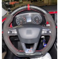 WCaRFun Custom Leather Suede Car Steering Wheel Cover For Seat Leon Cupra R Leon ST Cupra Leon ST Cupra Ateca Cupra Ateca FR