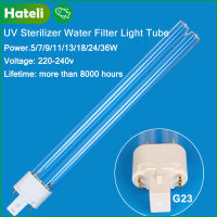 HATELI 2 Bulbs Aquarium Sterilizer ไฟ5/7/11/13/18/24/36W Light Tube For Aquarium Tank Water Clarifier Filter G23 Bulb