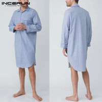 2022 Fashion Plaid Men Sleep Robes Leisure Dress Nightgown Comfortable Lapel Long Sleeve Mens Bathrobes Homewear INCERUN S-5XL 7