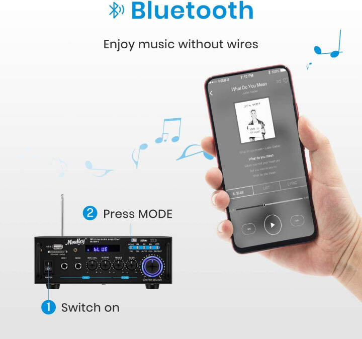 moukey-bluetooth-5-0-stereo-amplifier-for-home-audio-speakers-portable-2-channel-desktop-power-amplifier-receivers-with-fm-radio-mp3-usb-sd-readers-2-mic-input-remote-peak-power-100w-mamp3