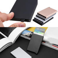 1pc Anti-theft Business Name Card Case Single Box Wallet Fashion Push Button Card Photo Holder Stainless Sl PU Leather Holder