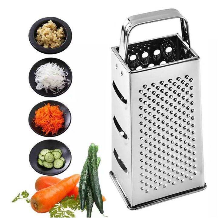 Kaboer Kitchen Stainless Steel 4sided Box Food Grater Vegetable Cheese Slicer Shredder, Silver