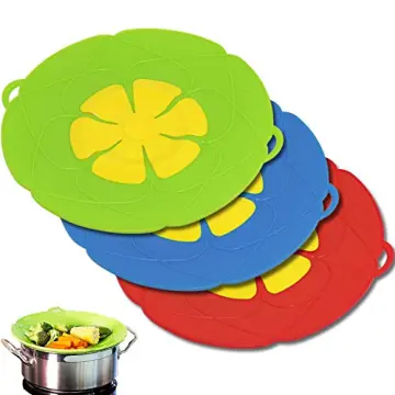 AUANDYU 2 X Spill Stopper Lid Cover And Spill Stopper, Boil Over  Safeguard,Silicone Spill Stopper Pot Pan Lid Multi-Function Kitchen Tool  (Green And