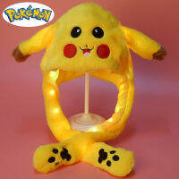 ร้อน Takara Tomy ใหม่โปเกมอน Pikachu ส่องสว่างไม่มีแสงหมวกตุ๊กตาน่ารักตลกขึ้นลงย้ายหูกระต่ายของเล่นหมวกสาวของขวัญคริสต์มาส