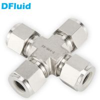 1 pcs Tube Fitting CROSS Union 1/8" 1/4" 3/8" 1/2" 3 4 6 8 10 12 mm 4 Way Connector 3000psi 316 Stainless Steel replace Swagelok Valves