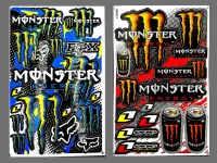 สติ๊กเกอร์แต่งรถ Monster Fox MON997 (สีฟ้า) Monster 2กระป๋อง (สีส้ม) มอเตอร์ไซค์ สติ๊กเกอร์ติดกระจก แต่งรถรถยนต์ ติดหมวกกันน็อค จำนวน 2 แผ่น