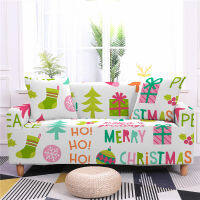 Christmas Polyester Elastic Sofa Cover for Living Room L Sofa Decor Stretch Couch Cover Santa Claus Non-Slip Slipcover Protector