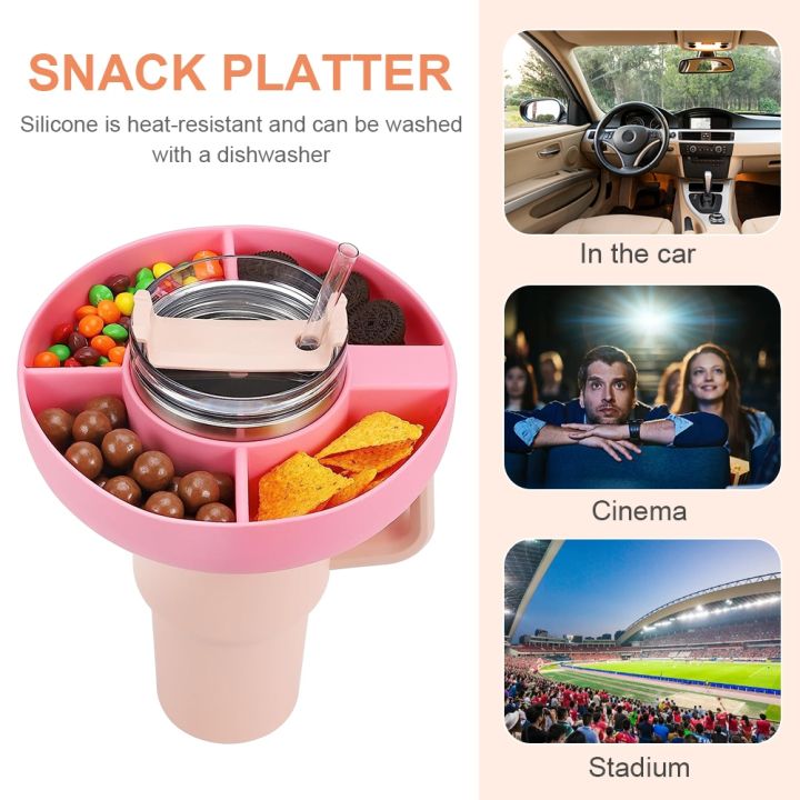 Reusable Silicone Snack Platter Suitable For Stanley Cup, Divided