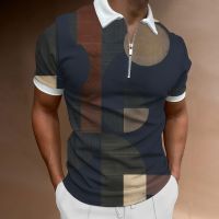 European and American Fashion Digital Printing Zipper Style Polo Shirt Mens Polo Shirts Short Sleeve T Shirt Oversized Shirt
