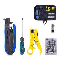 Coax Compression Tool Kit Coax Crimper and Rg6 Crimping Tool Wire Stripper Tool with 20 PCS F Compression Connectors