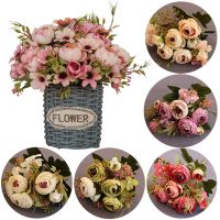 【cw】 1pcs bundle Silk tea roses Bride bouquetwedding new Year decoration fake plants artificial flowers 【hot】