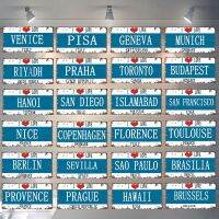 Italy France Denmark City License Plate Travel Souvenir Vintage Metal Sign For Wall Art Shop Restaurant Home Decor DC-0537A