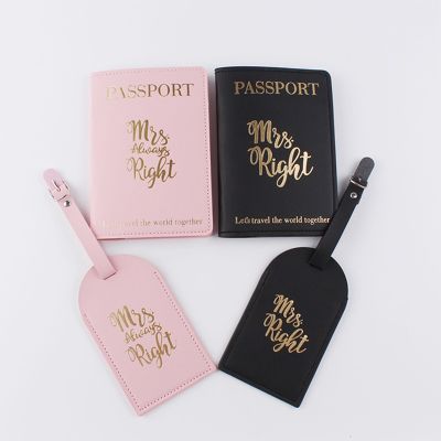 4-piece Set of PU Passport Protector Airplane Boarding Pass Suitcase Tag Couple Luggage Check-in Tag