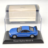 Noเร่งเครื่อง1:43 Nissan SKYLINE R33 GT-R 1995รถโมเดล Diecast สีฟ้าเมทัลลิค