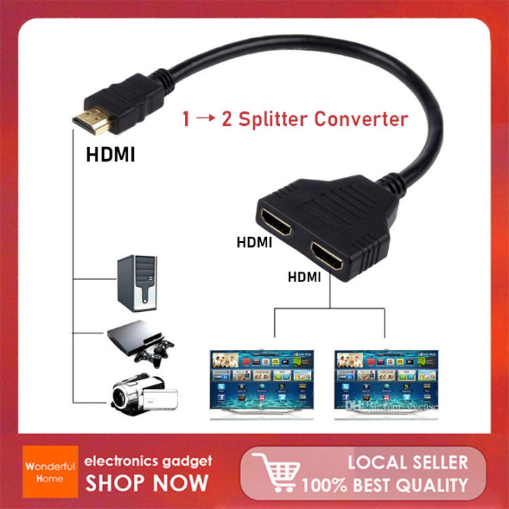 【Philippine spot】1080P HDMI Splitter Cable 1 Male To 2 Female Splitter ...