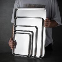 Stainless Steel Rectangle Food Fruit Plate Storage Trays Steamed Sausage Bread Loaf Dish Kitchen Baking Pastry Shallow Pans