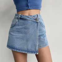 Rimocy Fashion A-Line Denim Shorts for Women 2023 Summer High Waist Skirt Pants Woman Slim Streetwear Jeans Blue Shorts Female