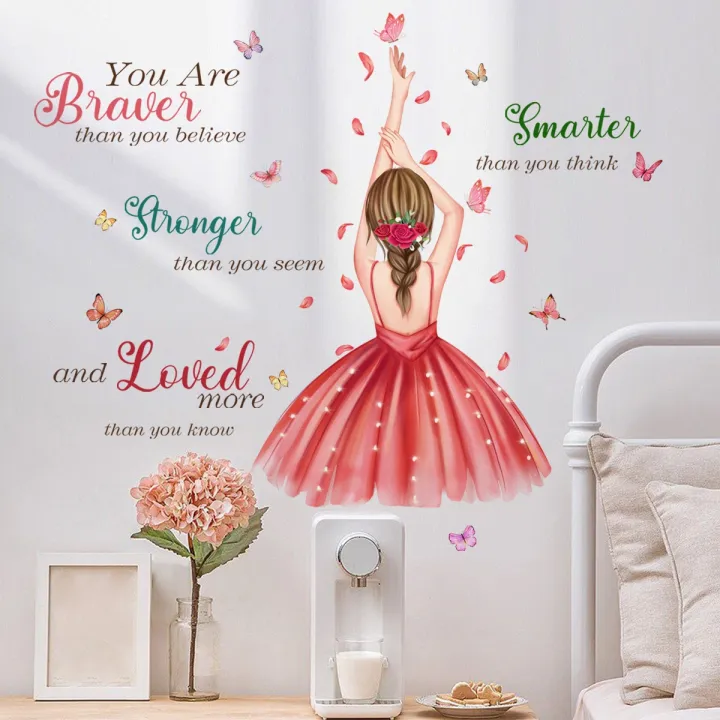cod-meter-wall-stickers-little-girl-english-slogan-butterfly-background-room-decoration-self-adhesive