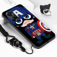 Case4you สำหรับ OPPO A1 5G A98 5G F23 5G กันกระแทก5G เคสการ์ตูน Avenger TPU เคสอเมริกัน Ironman Captain เคสซิลิโคนนิ่มเคส (แหวนใส่นิ้ว + สายคล้อง)