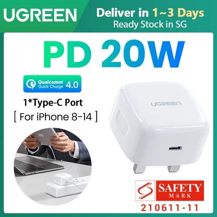 【Safety Mark 210611-11 】UGREEN PD 20W/30W USB C Fast Charger Type-C Wall Charger for iPhone 14 13 Pro Max iPhone 14 Plus/iPhone 12 Pro Max/SE/11/iPhone 8 and later, Pixel, SamSung Galaxy S21/S20/Note