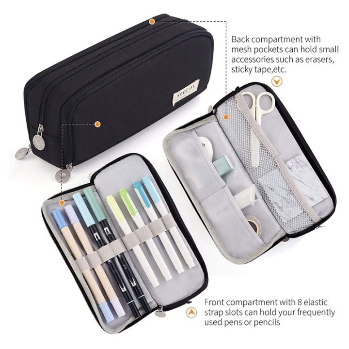 angoo-pencil-case-3-compartment-pouch-pen-bag-for-school-teen-girl-boy-men-women