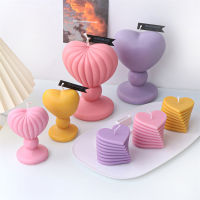 3D Love Candle Holder Candle Mold Kitchen Accessories Tools Cartoon Mini Ornament Novelty Soap Mould Stacked Heart Shaped Scented Candle Plaster Mould Homemade Plaster Gift Desktop Small Ornaments Decorative Gifts
