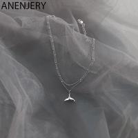 ANENJERY Silver Color Jewelry Double Layer Mermaid Tail Anklet celet Fish Tail Foot Anklets For Women Summer Gifts S-B331