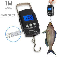 50kg Pocket Scale เครื่องชั่งน้ำหนักอิเล็กทรอนิกส์ Digital Fish Hook แขวนตกปลาวัดเทปไม้บรรทัด MINI กระเป๋าสำหรับตกปลา-paeoui