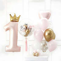 40 นิ้ว Princess Crown จำนวนบอลลูนฟอยล์ 1st Birthday Party ตกแต่งเด็กผู้หญิงเด็กทารก First One ปีครบรอบอุปกรณ์-Zitao