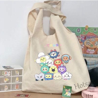 【hot sale】❐❀ஐ C16 TRUZ Cartoon Print Handbag Korean Large Capacity Canvas Shoulder Bag Shopper Bags Big Bag