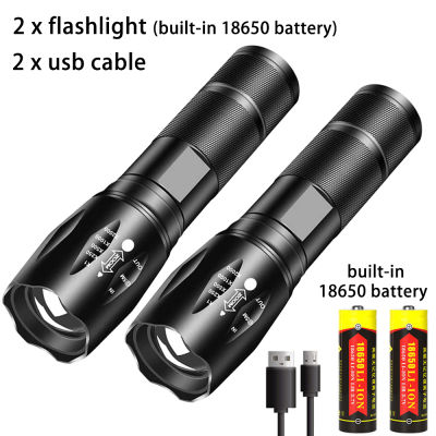 Powerful T6 LED Flashlight Aluminum Alloy Portable Torch USB ReChargeable Outdoor Camping Tactical Flash Light