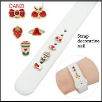 00DANZI00 หลายสไตล์ สร้อยข้อมือซิลิโคน สำหรับ iWatch สายกีฬา สายนาฬิกาข้อมือตกแต่งเสน่ห์ ขาโลหะตกแต่งเล็บ นาฬิกาวงเครื่องประดับ อุปกรณ์เสริมสายรัด