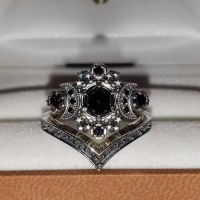 แหวนเพชรสีเงินดวงจันทร์สำหรับผู้ชายแหวนแหวนแต่งงานซ้อนแบบโบโฮชุดห่วงหมั้น