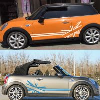 ’；【‘； 2022 Car Sticker For Mini Cooper R56 R57 R58 R50 R52 R53 R59 R61 R60 F60 F55 F56 F54 Flag Style Side Stripe Decals Accessories