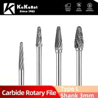 KaKarot 3mm Shank L Type L2 L3 L0513M03 ทังสเตนคาร์ไบด์ไฟล์โรตารี่ Burr Drill Bits CNC แกะสลักเครื่องมือโรตารี่ตัดแกนมะนาว