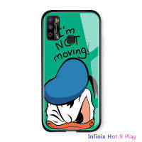 UCUC เคสโทรศัพท์เคสสำหรับ Infinix Hot 9 Play ปลอกInfinix Hot9 Play X680การ์ตูนสำหรับMickeyมินนี่โดนัลด์ดั๊กหมีพูเคสมันวาวกระจกเทมเปอร์กลับเคสโทรศัพท์