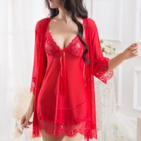 Women Lace Nightgowns Sleepwear Pyjamas Set Summer Night Dress Nightwear Sexy Lingerie Bathrobe Female Nightdress Home Clothes