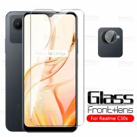 （AA NEW）ปกป้องหน้าจอ C30s Realme กระจกนิรภัยสำหรับกล้อง2To1 RealmeC30s Realmi C 30 S C30 30 S 6.5 Quot; ฝาครอบ RMX3690ฟิล์มป้องกัน