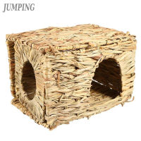 Natural Hand-made Grass Hut House Folding Straw Grass Cubby Nest Cage for Bunny Rabbit Hamster