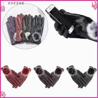 XUESHE High Quality Trendy Bulb Touch Screen Mittens Soft Leather Women Gloves Winter Gloves