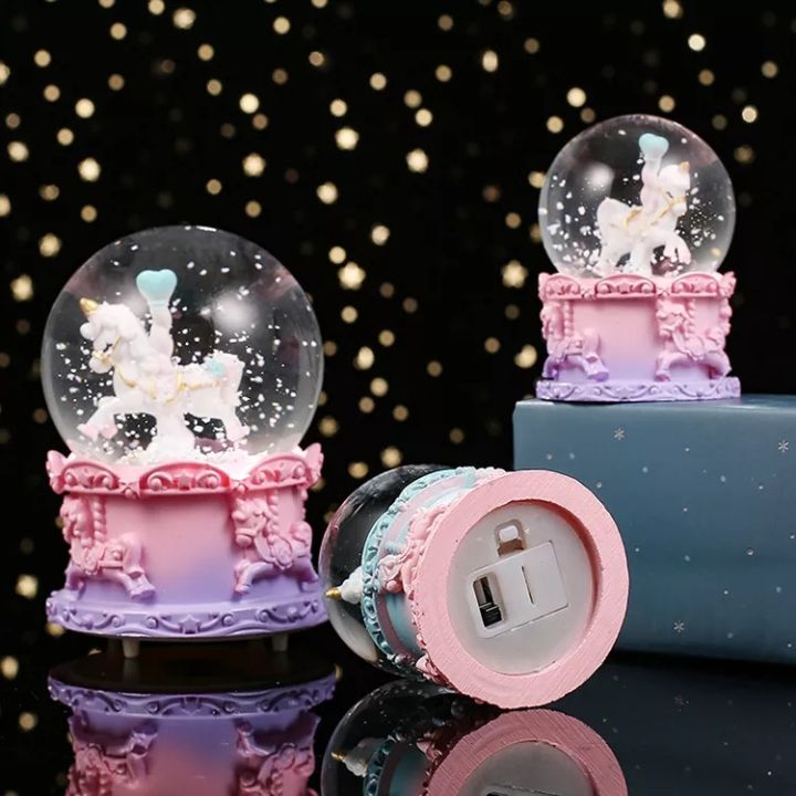 Crystal Ball With Snowflake and Light Cute Cartoon Creative Resin ...