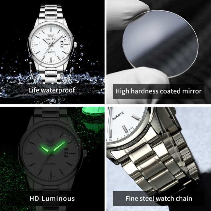 นาฬิกา-opk-สำหรับผู้ชายแฟชั่นกันน้ำแบบดั้งเดิมสไตล์เกาหลีปฏิทินสแตนเลสเรืองแสงพร้อมกล่องของขวัญ