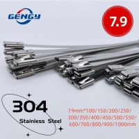 10 Pcs 7.9mm Stainless Steel Metal Cable Ties Exhaust Wrap Coated Locking Metal Zip-Exhaust Multifunctional Locking Cable Ties Cable Management