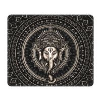 Lord Ganesha Mandala Computer Mouse Pad Square Mousepad with Stitched Edges Anti-Slip Rubber Elephant Mouse Mat Pads for Gamer